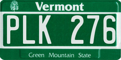VT license plate PLK276