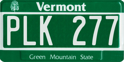 VT license plate PLK277