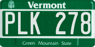 VT license plate PLK278