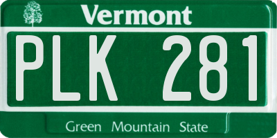 VT license plate PLK281