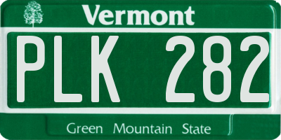 VT license plate PLK282