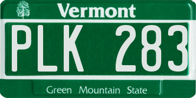 VT license plate PLK283
