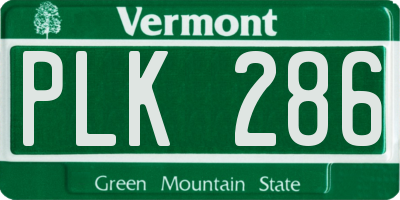 VT license plate PLK286