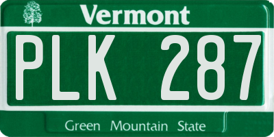 VT license plate PLK287