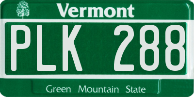 VT license plate PLK288