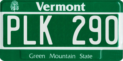 VT license plate PLK290
