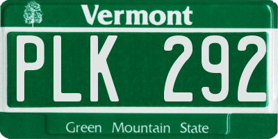VT license plate PLK292