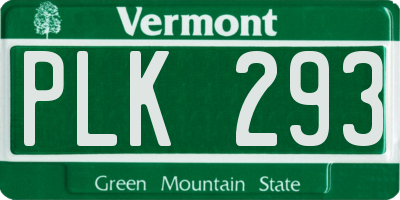 VT license plate PLK293