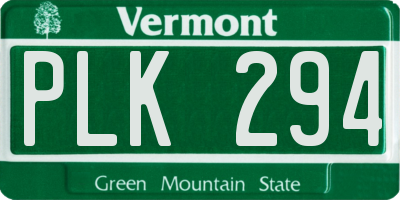 VT license plate PLK294