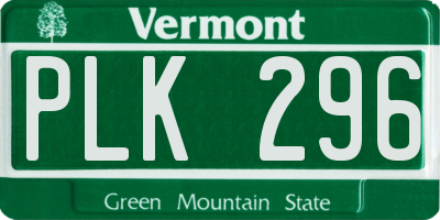 VT license plate PLK296