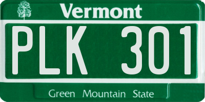 VT license plate PLK301