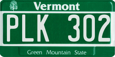 VT license plate PLK302