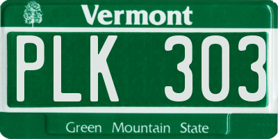 VT license plate PLK303