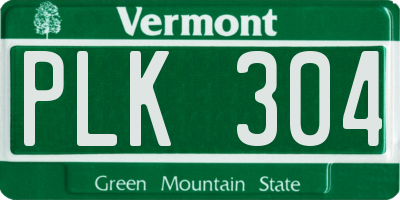VT license plate PLK304