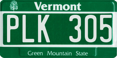 VT license plate PLK305