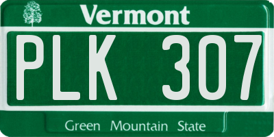 VT license plate PLK307