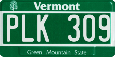VT license plate PLK309