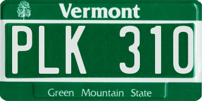 VT license plate PLK310