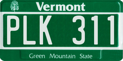 VT license plate PLK311