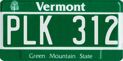 VT license plate PLK312
