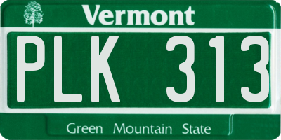 VT license plate PLK313