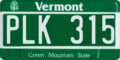VT license plate PLK315