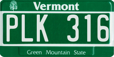 VT license plate PLK316