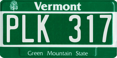 VT license plate PLK317