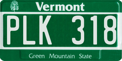VT license plate PLK318