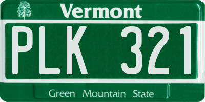VT license plate PLK321