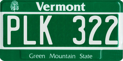 VT license plate PLK322