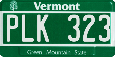 VT license plate PLK323