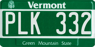 VT license plate PLK332