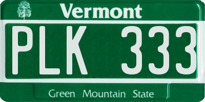 VT license plate PLK333