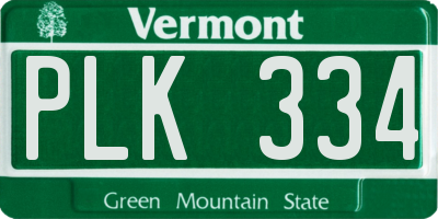 VT license plate PLK334