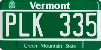 VT license plate PLK335
