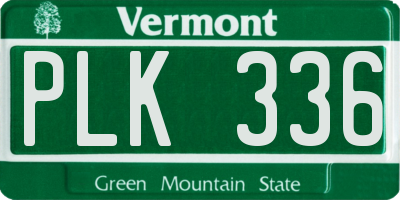 VT license plate PLK336
