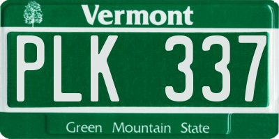 VT license plate PLK337