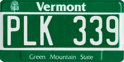 VT license plate PLK339