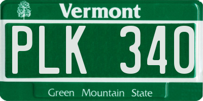 VT license plate PLK340