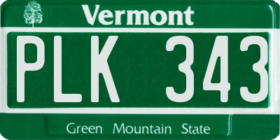 VT license plate PLK343