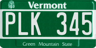 VT license plate PLK345