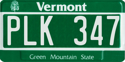 VT license plate PLK347