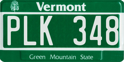 VT license plate PLK348