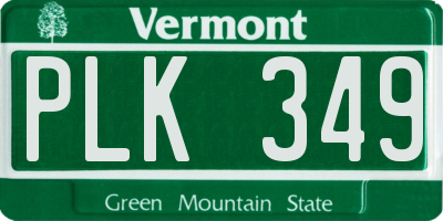 VT license plate PLK349