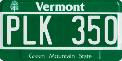 VT license plate PLK350