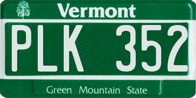 VT license plate PLK352