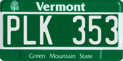 VT license plate PLK353