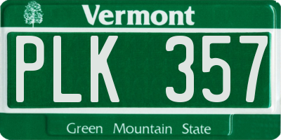 VT license plate PLK357
