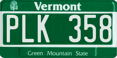 VT license plate PLK358